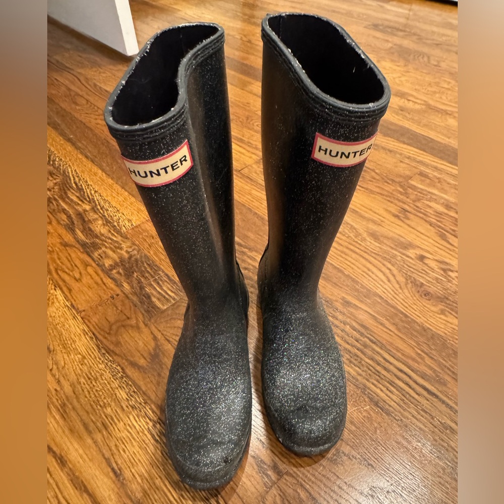 Hunter black glitter rain boots - girls size 2/3